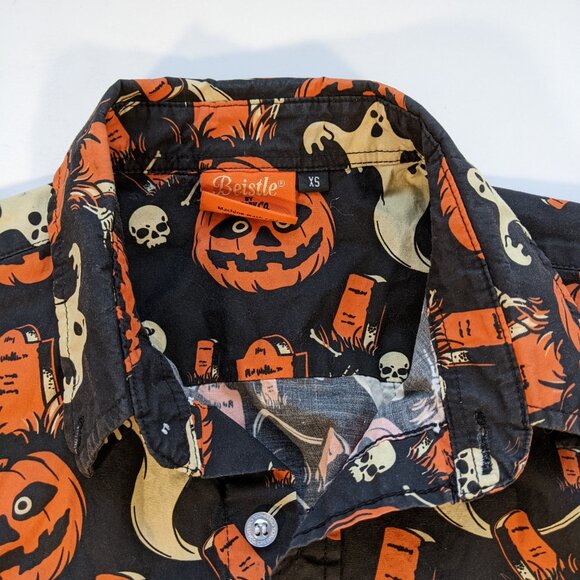 Beistle Creepy Co Shirt Halloween Ghost Pumpkin Tombstone Skull rare Mens XS - Picture 5 of 11